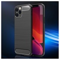 iPhone 12 Pro Max Gebürstete TPU Case - Karbonfaser - Schwarz