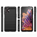 Samsung Galaxy Xcover6 Pro Angeraute TPU Hülle - Karbonfaser - Schwarz