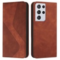 Business Style Samsung Galaxy S21 Ultra 5G Schutzhülle - Braun