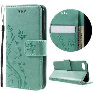 iPhone 7/8/SE (2020)/SE (2022) Butterfly Serie Wallet Schutzhülle - Zyan