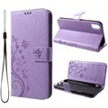 Butterfly Serie iPhone XR Wallet Schutzhülle - Violett