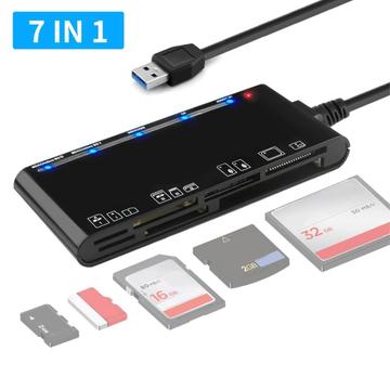 CR7 USB 3.0 Multifunktionskartenleser - CF/SD/MS/TF-Karten - Schwarz
