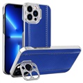CamStand iPhone 13 Pro Hybrid Hülle - Karbonfaser - Blau