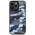 Camouflage Serie iPhone 14 Pro Hybrid Hülle - Blau