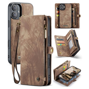 iPhone 16 Plus Caseme 008 2-in-1 Multifunktions Wallet Hülle - Braun