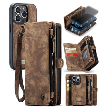 iPhone 15 Pro Caseme 2-in-1 Multifunktions Wallet Hülle - Braun