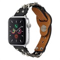 Apple Watch Series 7/SE/6/5/4/3/2/1 Kette Lederarmband - 41mm/40mm/38mm - Schwarz