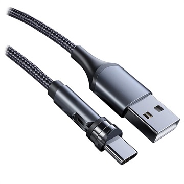 Ladekabel mit drehbarem Magnetstecker - 2m, USB-C - Schwarz