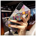 Karo-Muster Samsung Galaxy S21 5G Hybrid Case - Buntes Mandala