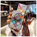 Karo-Muster Samsung Galaxy S21+ 5G Hybrid Hülle - Buntes Mandala