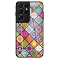 Checkered Pattern Samsung Galaxy S21 Ultra 5G Hybrid Hülle - Buntes Mandala