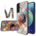 Checkered Pattern Samsung Galaxy S22 5G Hybrid Hülle - Buntes Mandala