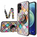 Karo-Muster Samsung Galaxy S22 Ultra 5G Hybrid Case - Buntes Mandala