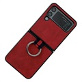 Samsung Galaxy Z Flip4 5G Beschichtet Hülle mit Metall Ring - Rot