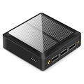 Kompakte Solar Powerbank - 10000mAh, 3xUSB-A - Schwarz