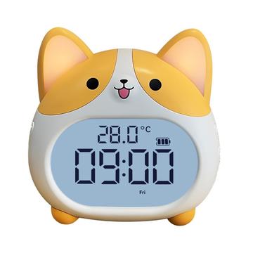 Corgi-Hund-LED-Wecker mit Nachtlicht - Gelb