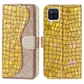 Croco Bling Serie Samsung Galaxy A12 Wallet Schutzhülle - Gold