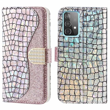 Croco Bling Serie Samsung Galaxy A52 5G, Galaxy A52s Wallet Schutzhülle - Roségold