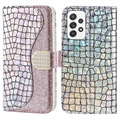 Croco Bling Serie Samsung Galaxy A53 5G Wallet Hülle - Roségold