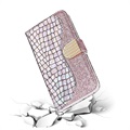 Croco Bling Serie Samsung Galaxy S21 Ultra 5G Wallet Schutzhülle - Roségold