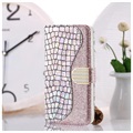 Croco Bling Serie Samsung Galaxy S21 Ultra 5G Wallet Schutzhülle - Roségold