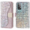 Croco Bling Serie Samsung Galaxy A33 5G Wallet Hülle - Roségold