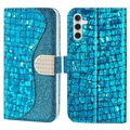 Croco Bling Serie Samsung Galaxy A34 5G Wallet Hülle - Blau
