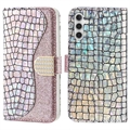 Croco Bling Serie Samsung Galaxy A34 5G Wallet Hülle - Roségold