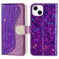 Croco Bling Serie iPhone 14 Wallet Hülle - Violett