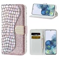 Croco Bling Samsung Galaxy S21+ 5G Wallet Schutzhülle - Roségold