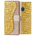 Croco Bling Samsung Galaxy A20e Wallet Schutzhülle - Gold