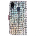 Croco Bling Samsung Galaxy A20e Wallet Schutzhülle - Silber