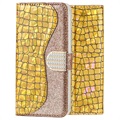 Croco Bling Samsung Galaxy A50 Wallet Schutzhülle - Gold