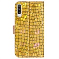 Croco Bling Samsung Galaxy A50 Wallet Schutzhülle - Gold