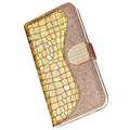Croco Bling Samsung Galaxy A50 Wallet Schutzhülle - Gold