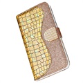Croco Bling iPhone 11 Wallet Schutzhülle - Gold