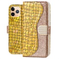 Croco Bling iPhone 11 Pro Max Wallet Schutzhülle - Gold