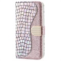 Croco Bling iPhone 11 Wallet Schutzhülle - Silber