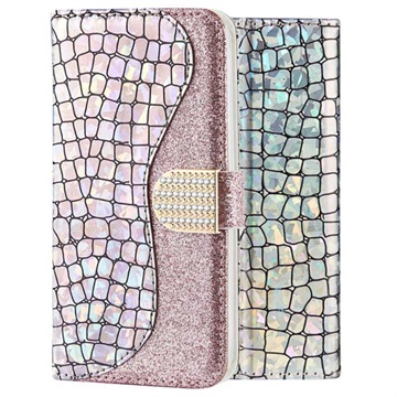 Croco Bling iPhone X / iPhone XS Wallet Schutzhülle