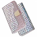 Croco Bling Serie iPhone 13 Mini Wallet Hülle - Roségold