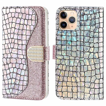 Croco Bling Serie iPhone 13 Pro Wallet Hülle