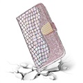 Croco Bling iPhone 12/12 Pro Wallet Schutzhülle - Roségold