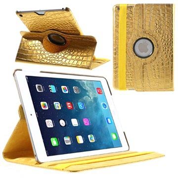 iPad Air Rotary Smart Tasche - Krokodil - Gold
