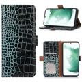 Crocodile Serie iPhone 14 Lederhülle mit Geldbörse mit RFID - Schwarz