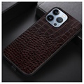 Krokodil Serie iPhone 14 Pro Max Hybrid Hülle - Braun