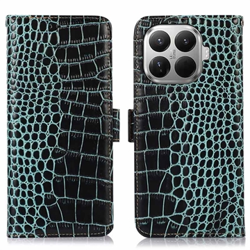 Xiaomi 17T Pro Crocodile Serie Lederhülle mit Geldbörse mit RFID - Grün