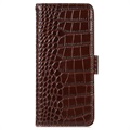 Crocodile Series Samsung Galaxy A33 5G Lederhülle mit Geldbörse mit RFID - Braun