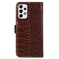 Crocodile Series Samsung Galaxy A33 5G Lederhülle mit Geldbörse mit RFID - Braun