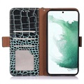 Crocodiles Serie Samsung Galaxy A33 5G Lederhülle mit Geldbörse mit RFID - Grün