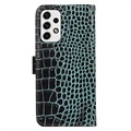 Crocodile Serie Samsung Galaxy A53 5G Lederhülle mit Geldbörse mit RFID - Grün